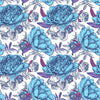 Blue Large Peonies Wallpaper