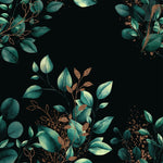 Fashionable Black Wallpaper with Green Leaves Smart