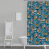 Shower Curtain in Shoji Azure Blue Oriental Toile Multicolor Chinoiserie