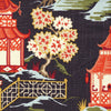 Shower Curtain in Shoji Lacquer Oriental Toile, Multicolor Chinoiserie