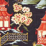 Shower Curtain in Shoji Lacquer Oriental Toile, Multicolor Chinoiserie