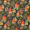 Shower Curtain in Shoji Lacquer Oriental Toile, Multicolor Chinoiserie