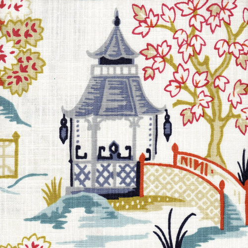 Rod Pocket Curtain Panels Pair in Shoji Summer Oriental Toile, Multicolor Chinoiserie