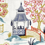 Round Tablecloth in Shoji Summer Oriental Toile, Multicolor Chinoiserie