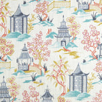 Round Tablecloth in Shoji Summer Oriental Toile, Multicolor Chinoiserie