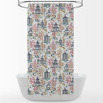 Shower Curtain in Shoji Summer Oriental Toile, Multicolor Chinoiserie