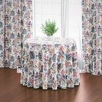 Round Tablecloth in Shoji Summer Oriental Toile, Multicolor Chinoiserie
