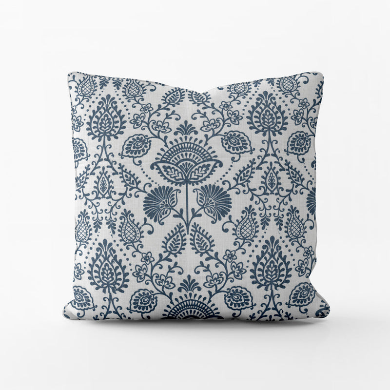 Decorative Pillows in Silas Italian Denim Blue Country Floral