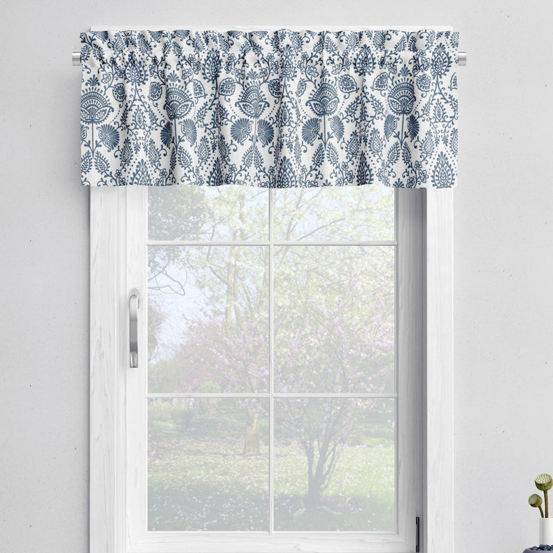 Tailored Valance in Silas Italian Denim Blue Country Floral