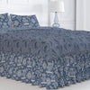 Gathered Bedskirt in Spirit Regal Navy Blue Oriental Toile