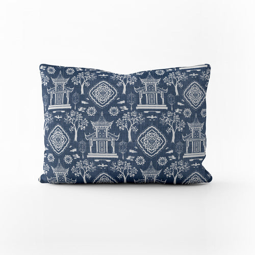 Decorative Pillows in Spirit Regal Navy Blue Oriental Toile