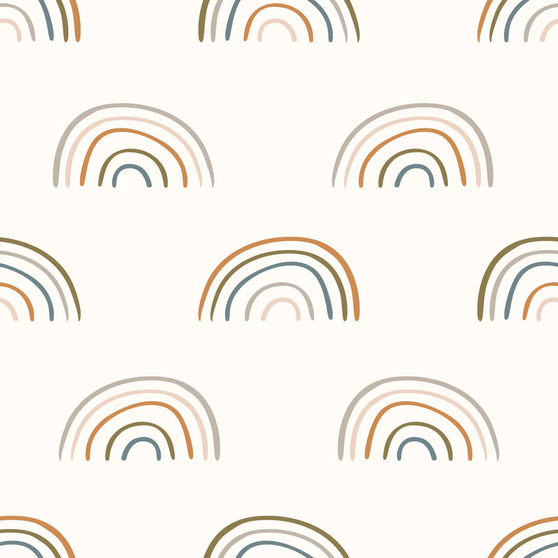 White Wallpaper with Rainbows