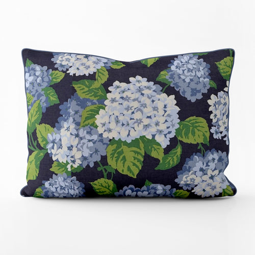 Decorative Pillows in Summerwind Navy Blue Hydrangea Floral, Large Scale