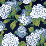 Tailored Bedskirt in Summerwind Navy Blue Hydrangea Floral, Large Scale