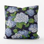 Decorative Pillows in Summerwind Navy Blue Hydrangea Floral, Large Scale
