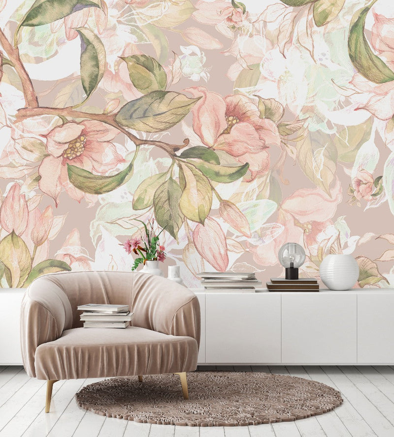 Light Beige Floral Wallpaper
