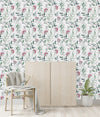 Wildflowers on White Wallpaper