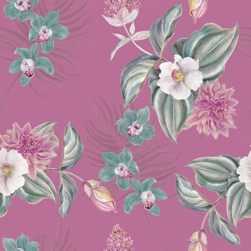 Contemporary Pink Wallpaper with Flowers