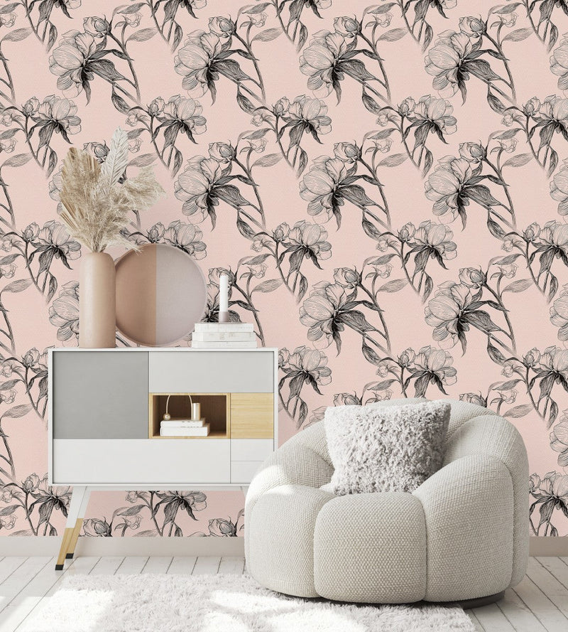 Stylish Beige Floral Wallpaper Vogue Quality