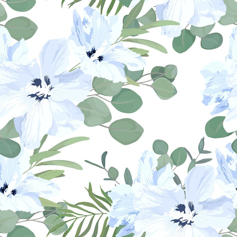 White Large Flowers Wallpaper