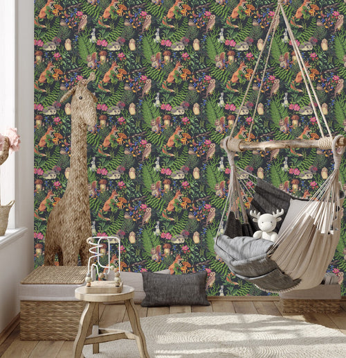 Forest Animals Dark Wallpaper for Kids