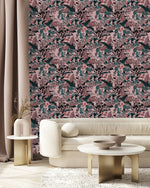 Dark Pink Wallpaper with Leaves