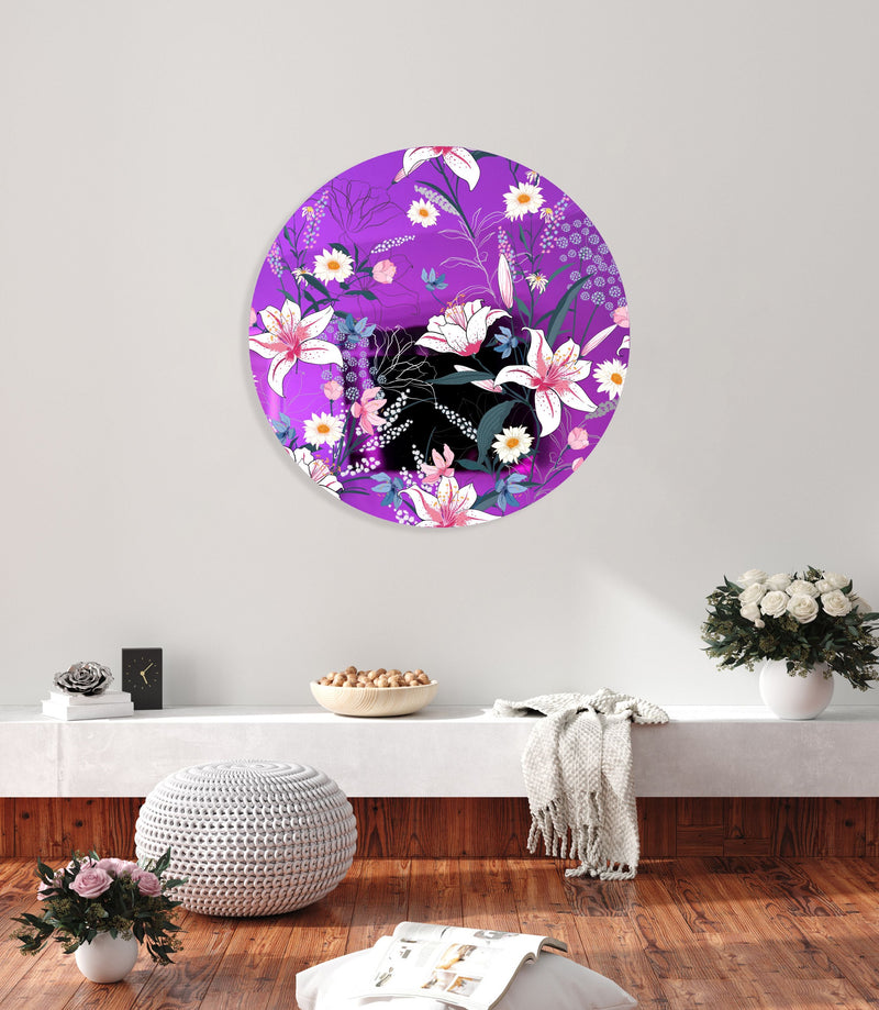 Tropical Botanical Motifs Printed Mirror Acrylic Circles