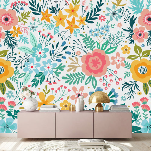 Elegant Multicolored Flowers Wallpaper Chic