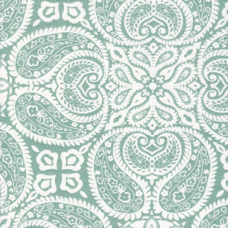 Rod Pocket Curtain Panels Pair in Tibi Spa Green Geometric Paisley