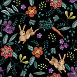 Contemporary Hares and Flowers Wallpaper