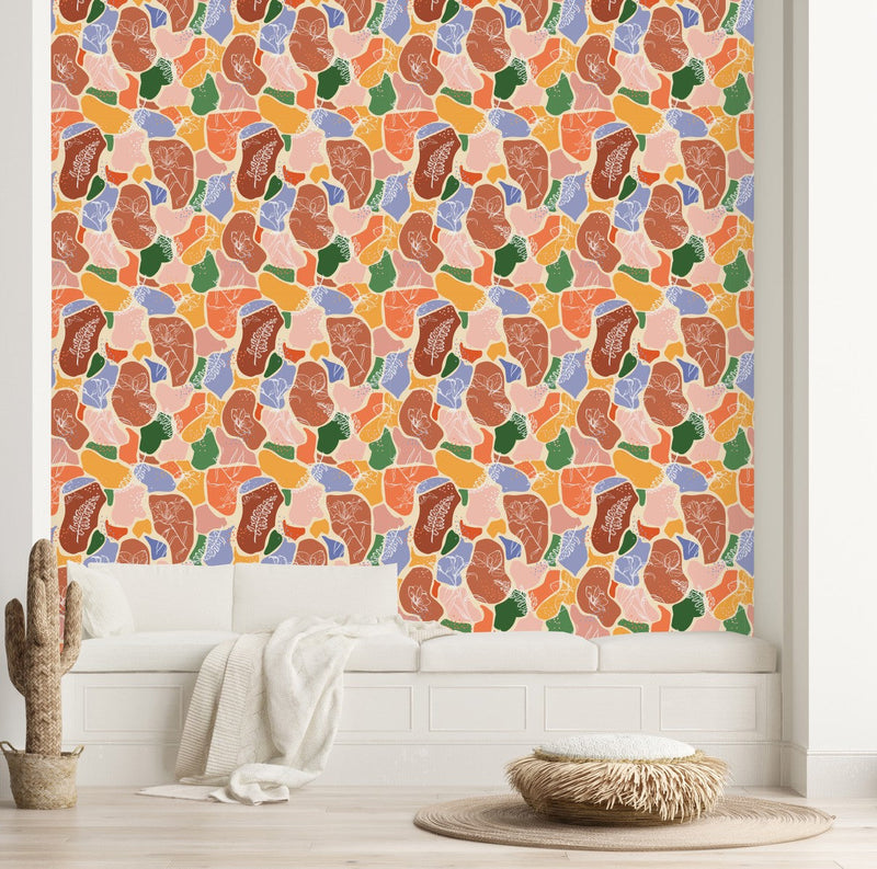 Colorful Wallpaper with Leaves