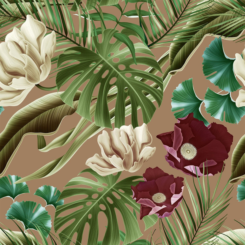 Monstera on Brown Wallpaper