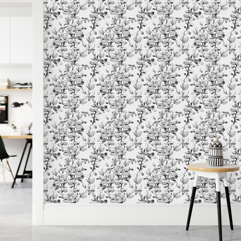Contemporary Hand Drawn Flowers Wallpaper Vogue