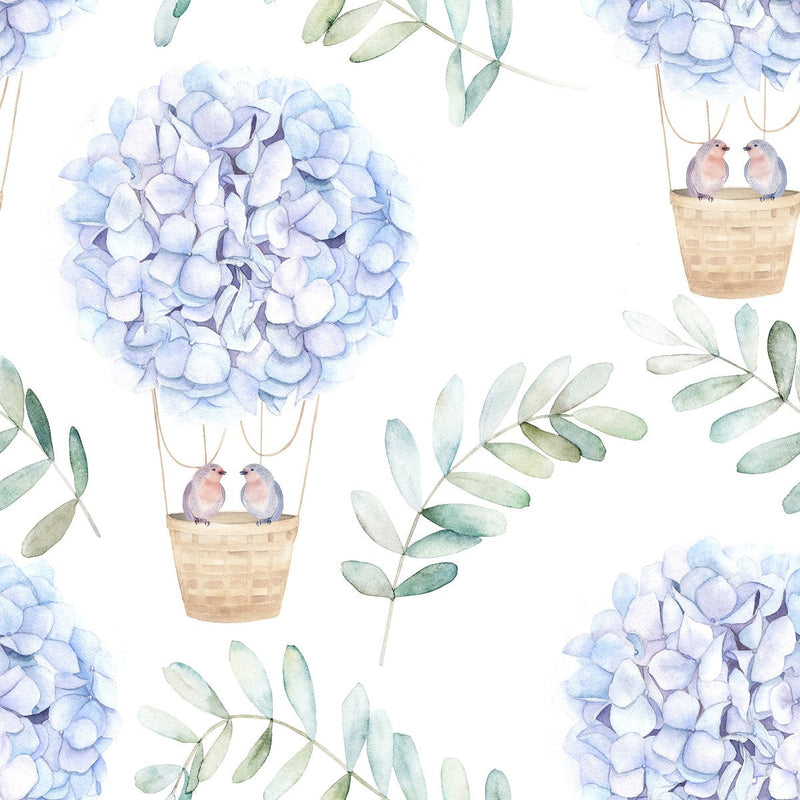 Lilac Flowers with Birds Wallpaper