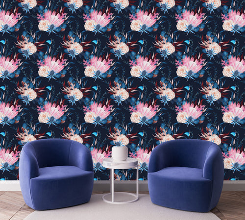 Protea on Dark Blue Wallpaper