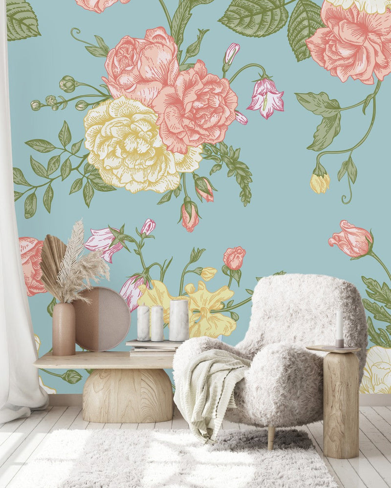Blue Floral Wallpaper