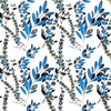 Fashionable Blue Leaves and Berries Wallpaper Vogue