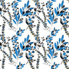 Fashionable Blue Leaves and Berries Wallpaper Vogue