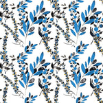 Fashionable Blue Leaves and Berries Wallpaper Vogue