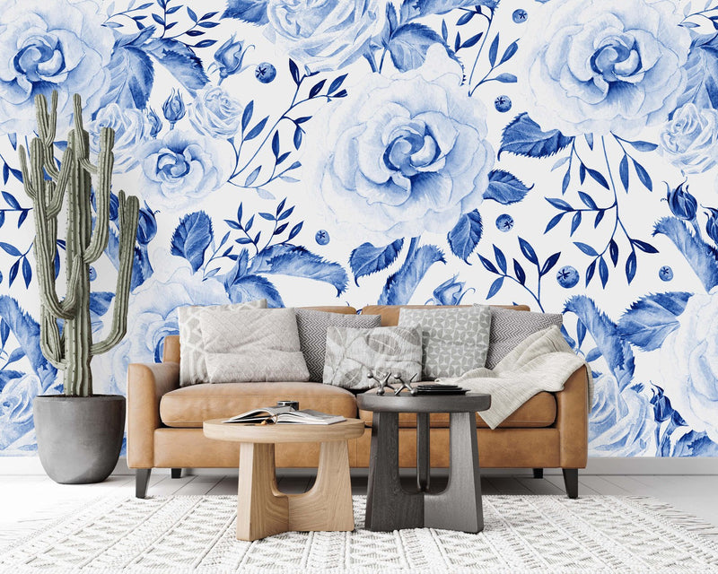 Blue Floral Wallpaper