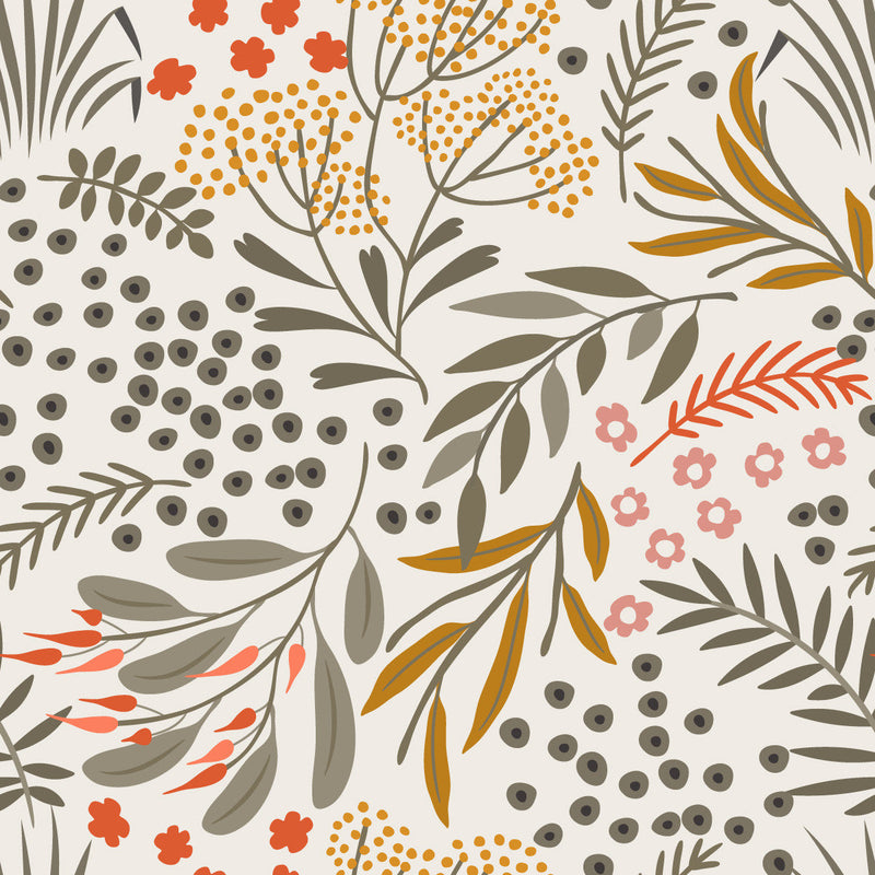 Red Flowers and Berries Wallpaper