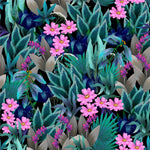 Pink Flowers between Leaves Wallpaper