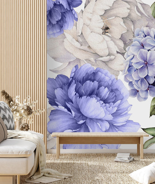 White and Purple Peonies Wallpaper