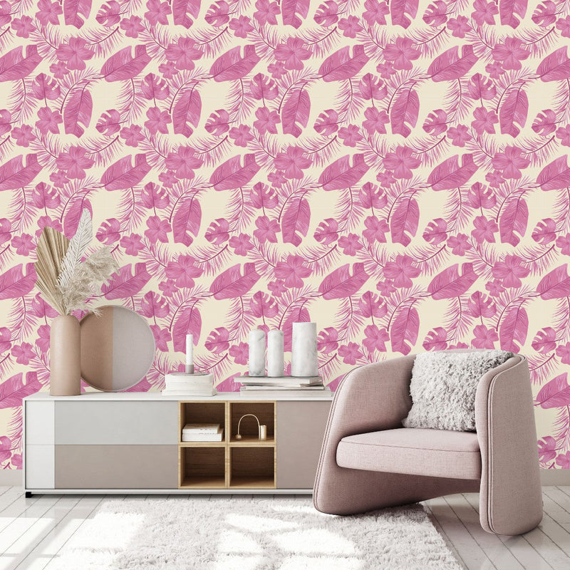 Pink Palm Leaves Wallpaper