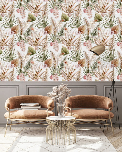 Modish Long Leaves Wallpaper Vogue