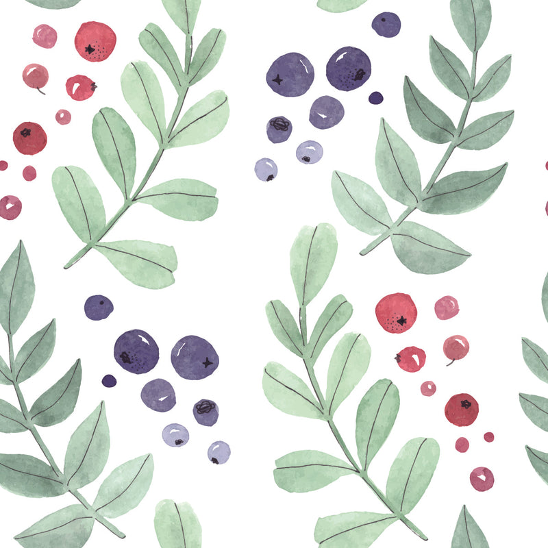 Elegant Berries and Leaves Wallpaper Fashionable