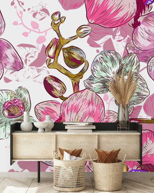Pink Orchid Flowers Wallpaper
