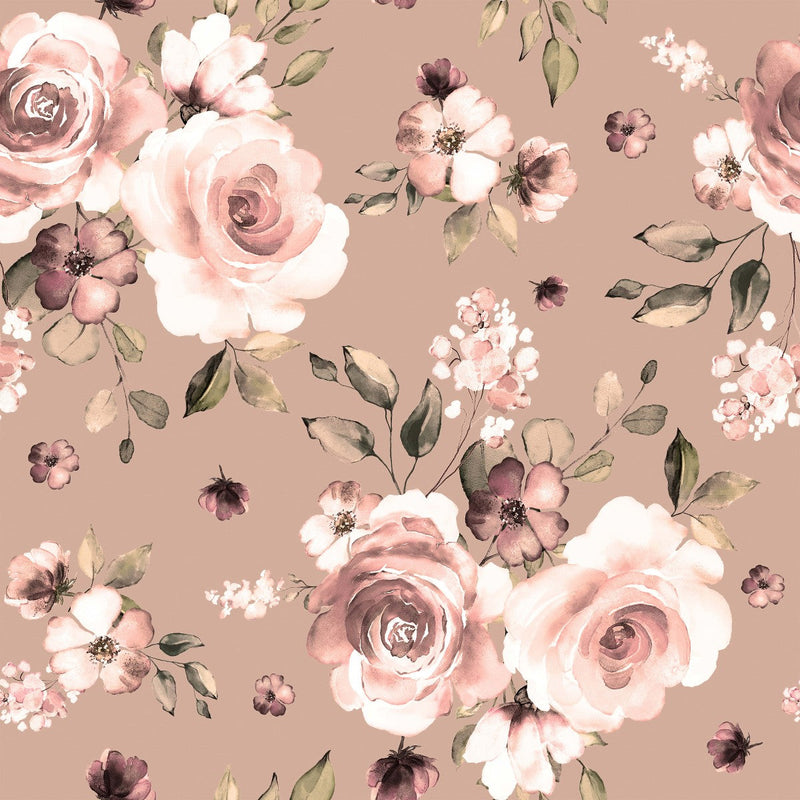 Beige Wallpaper with Roses