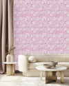 Contemporary Pink Floral Wallpaper Fashionable