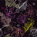 Black Wallpaper with Brightly Leaves
